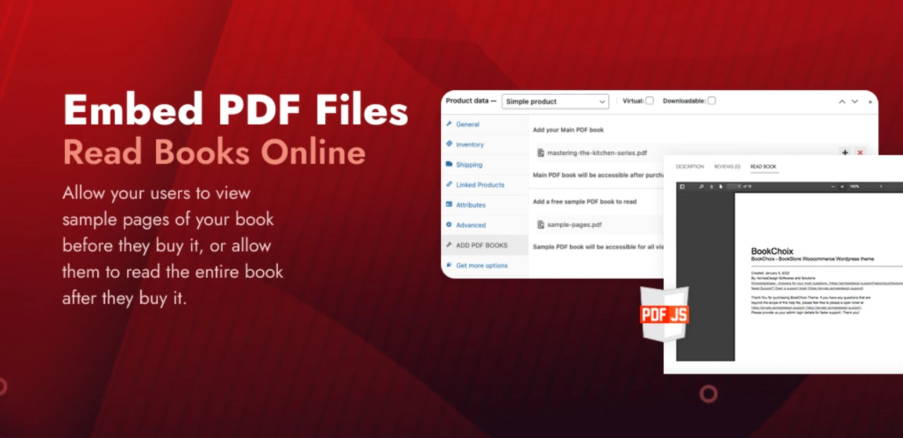 Bookstore PDF embed feature